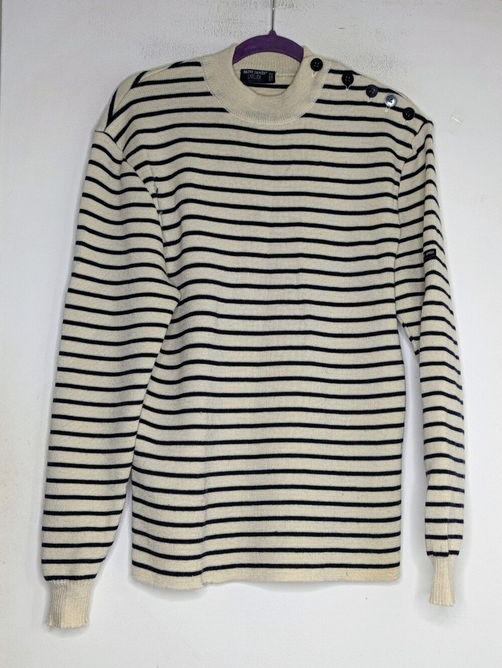 Vintage 60/70s Saint James Breton Stiped Sailor Jumper Sweater France Wool Large